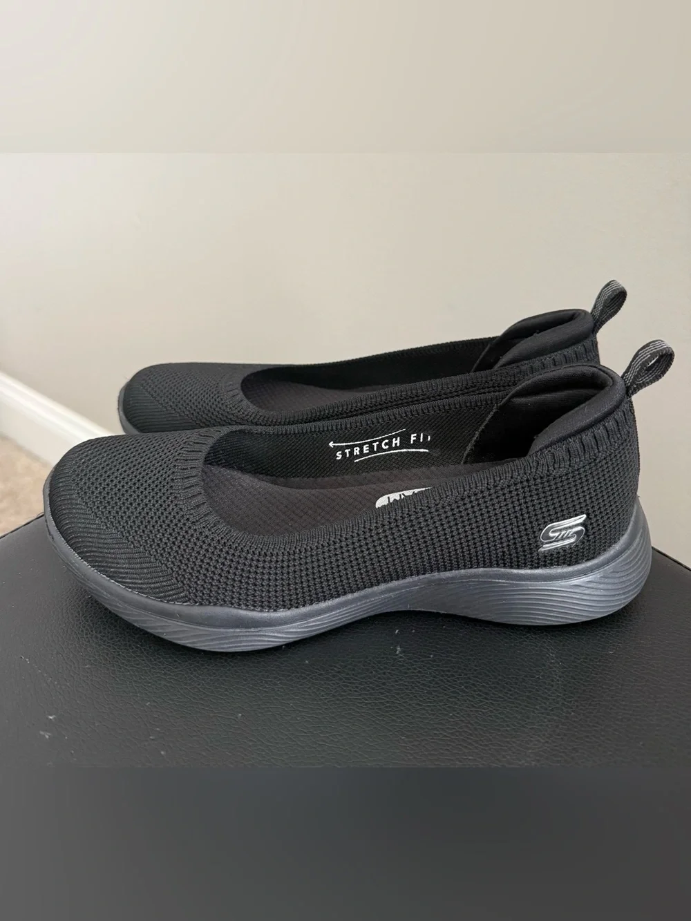 Skechers Black Stretch-Fit Slip-On Flats